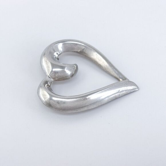 Vintage Thailand SU Sterling Silver 925 Open Heart Pendant - Picture 3 of 7